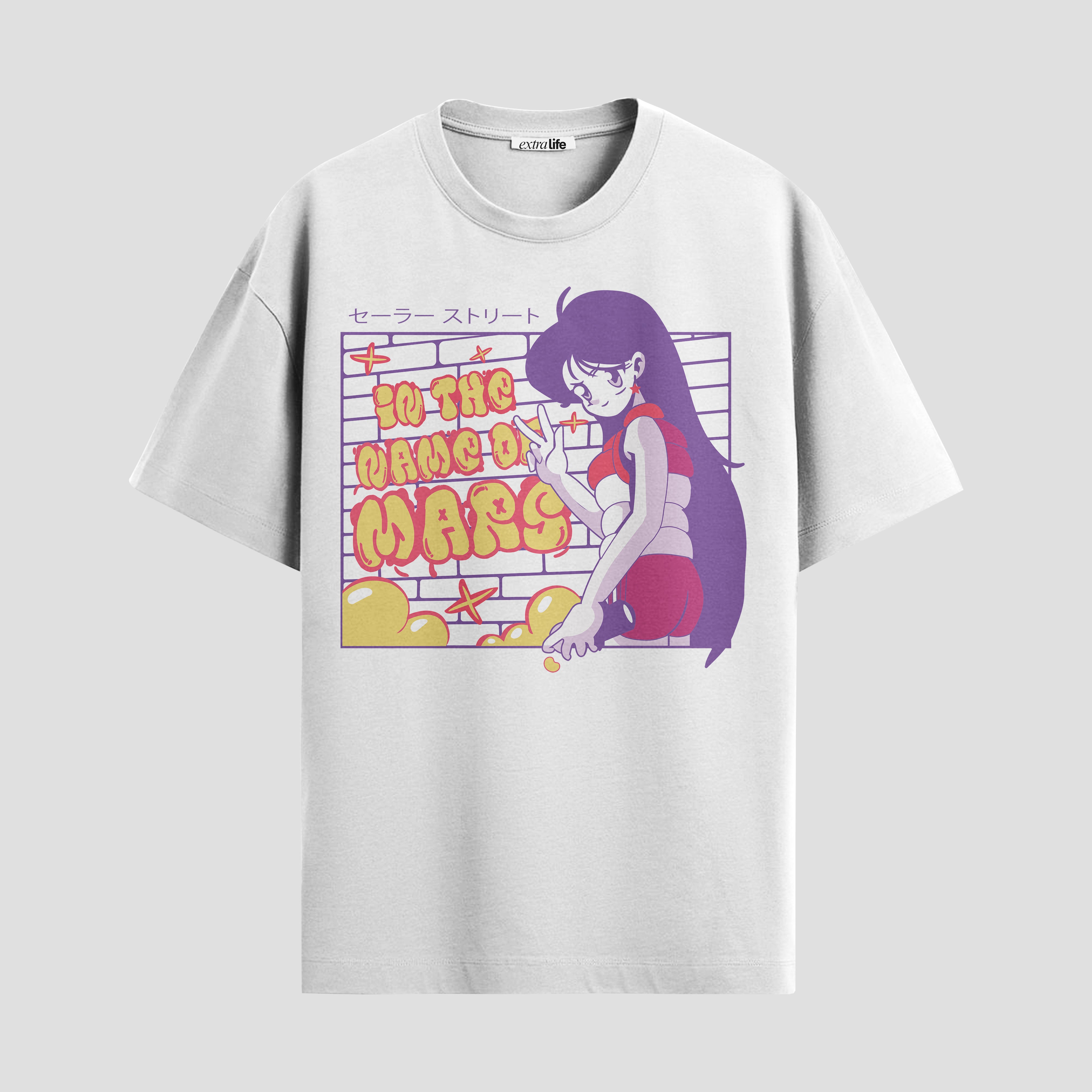 Playera urbana de anime y gaming ExtraLife MX, corte Standard Fit unisex ligero y transpirable en color Deep Black y Pure White, ropa de uso diario para gym y casual.