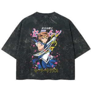 Playera streetwear premium de anime y gaming ExtraLife MX, corte boxy deluxe mineral wash heavyweight en color Acid Wash, moda urbana mexicana de culto.