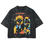 Playera streetwear premium de anime y gaming ExtraLife MX, corte boxy deluxe mineral wash heavyweight en color Acid Wash, moda urbana mexicana de culto.