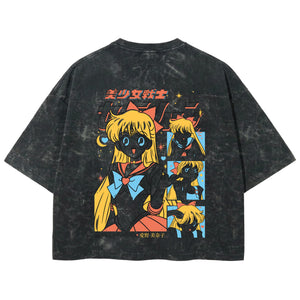 Playera streetwear premium de anime y gaming ExtraLife MX, corte boxy deluxe mineral wash heavyweight en color Acid Wash, moda urbana mexicana de culto.