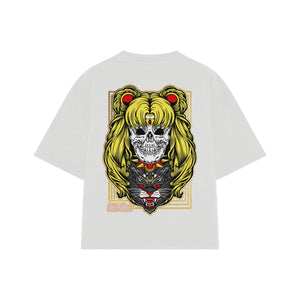 Playera streetwear premium de anime y gaming ExtraLife MX, corte oversized drop shoulder ligero y fresco en color Deep Black y Off-White, moda urbana mexicana de culto.