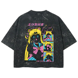 Playera streetwear premium de anime y gaming ExtraLife MX, corte boxy deluxe mineral wash heavyweight en color Acid Wash, moda urbana mexicana de culto.