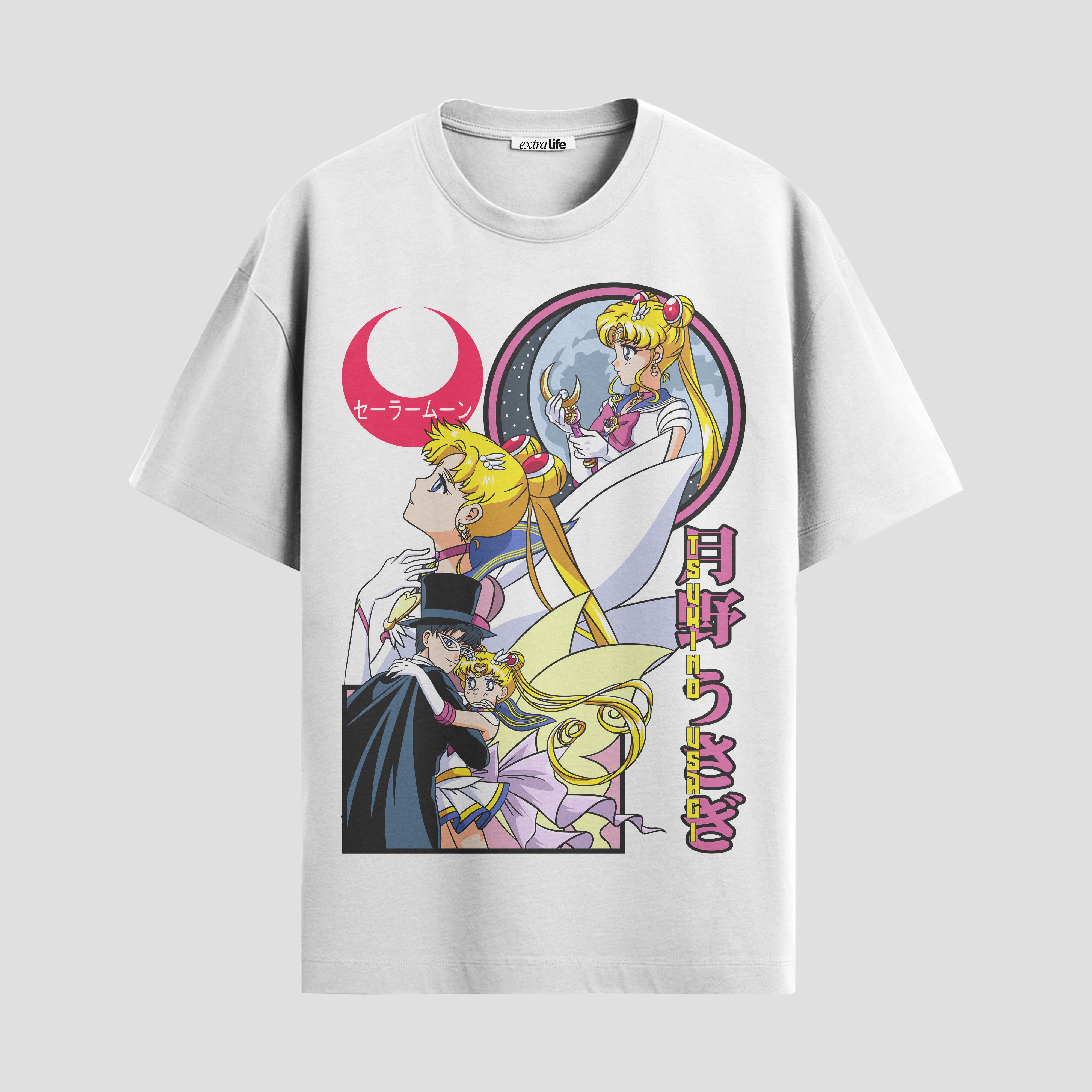 Playera urbana de anime y gaming ExtraLife MX, corte Standard Fit unisex ligero y transpirable en color Deep Black y Pure White, ropa de uso diario para gym y casual.