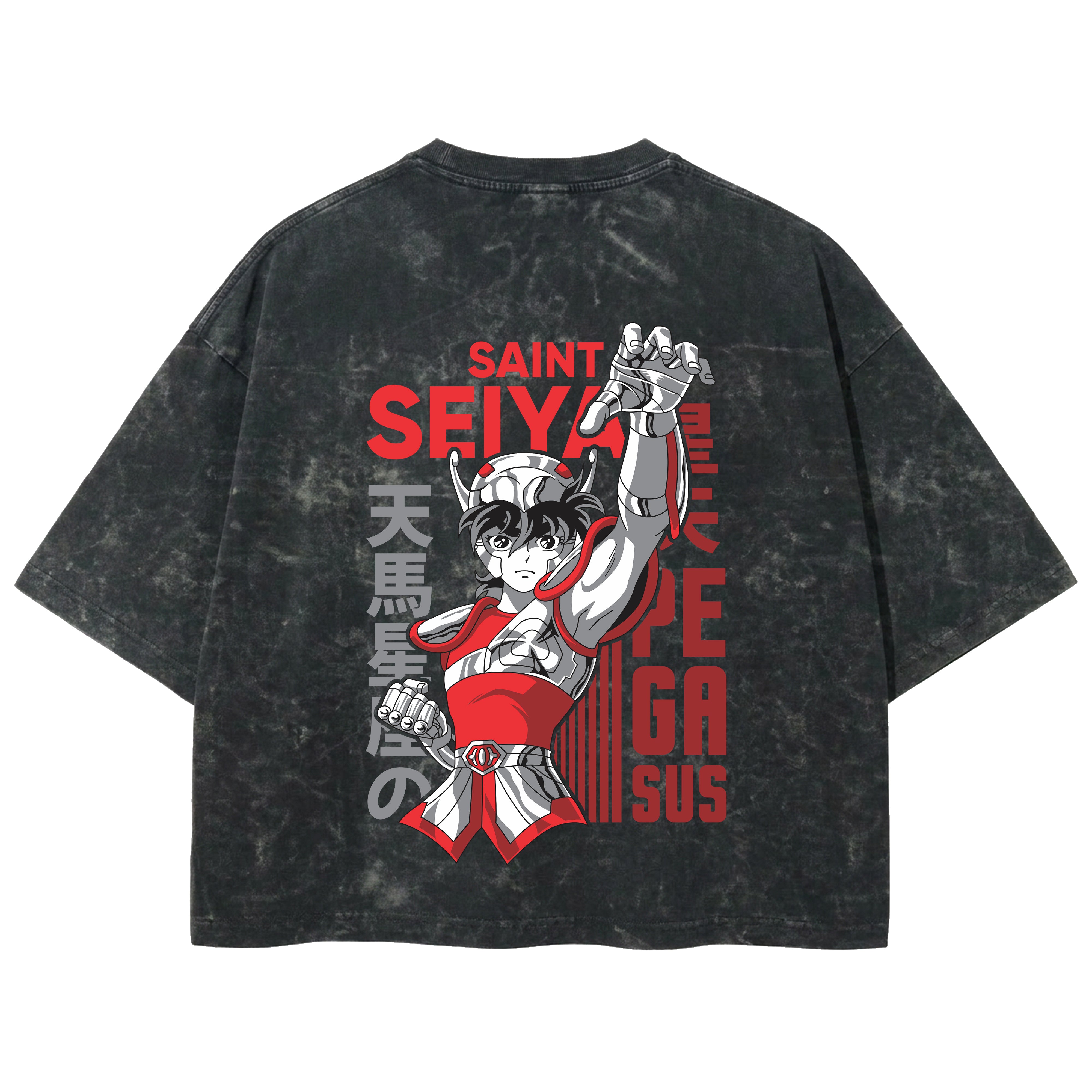 Playera streetwear premium de anime y gaming ExtraLife MX, corte boxy deluxe mineral wash heavyweight en color Acid Wash, moda urbana mexicana de culto.