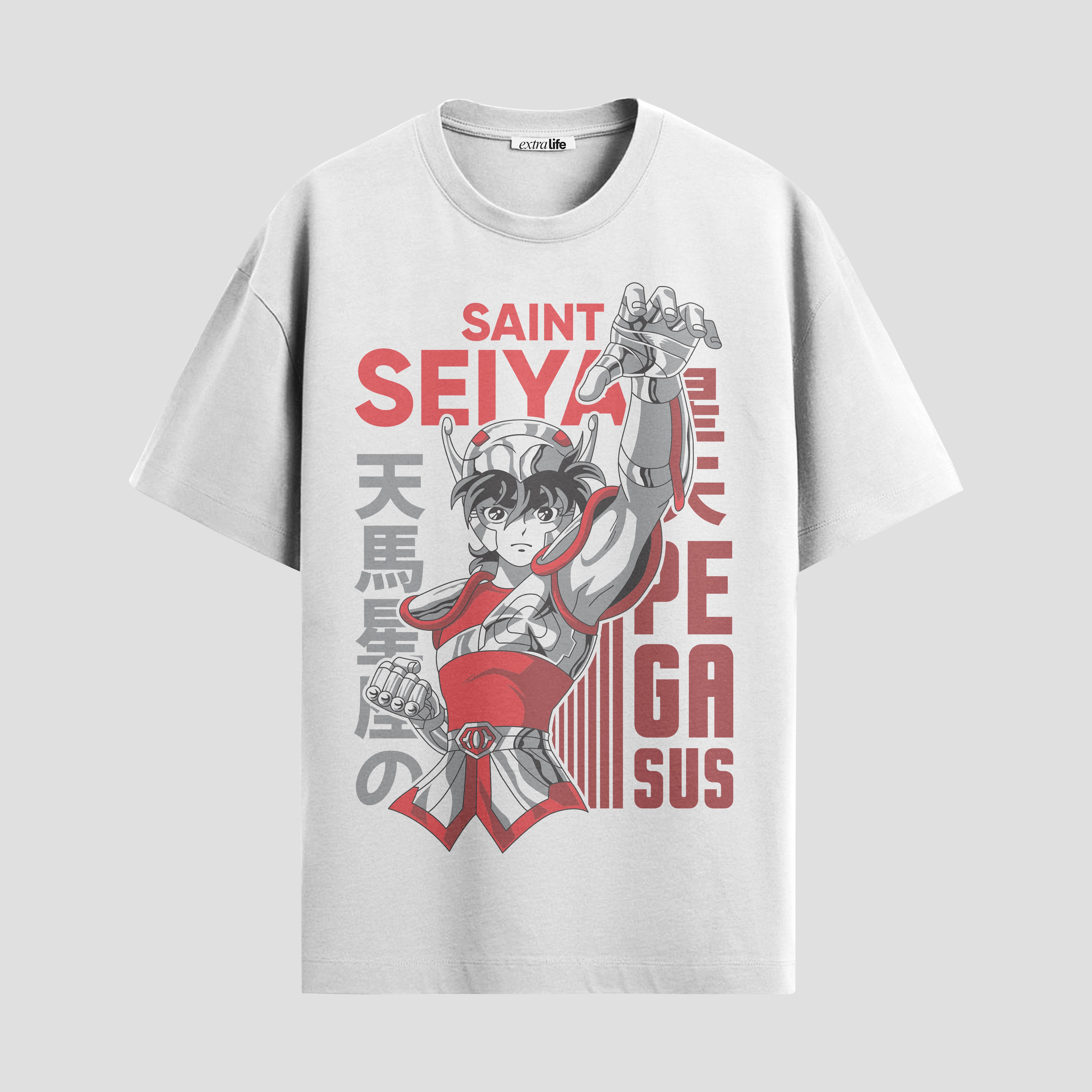 Playera urbana de anime y gaming ExtraLife MX, corte Standard Fit unisex ligero y transpirable en color Deep Black y Pure White, ropa de uso diario para gym y casual.