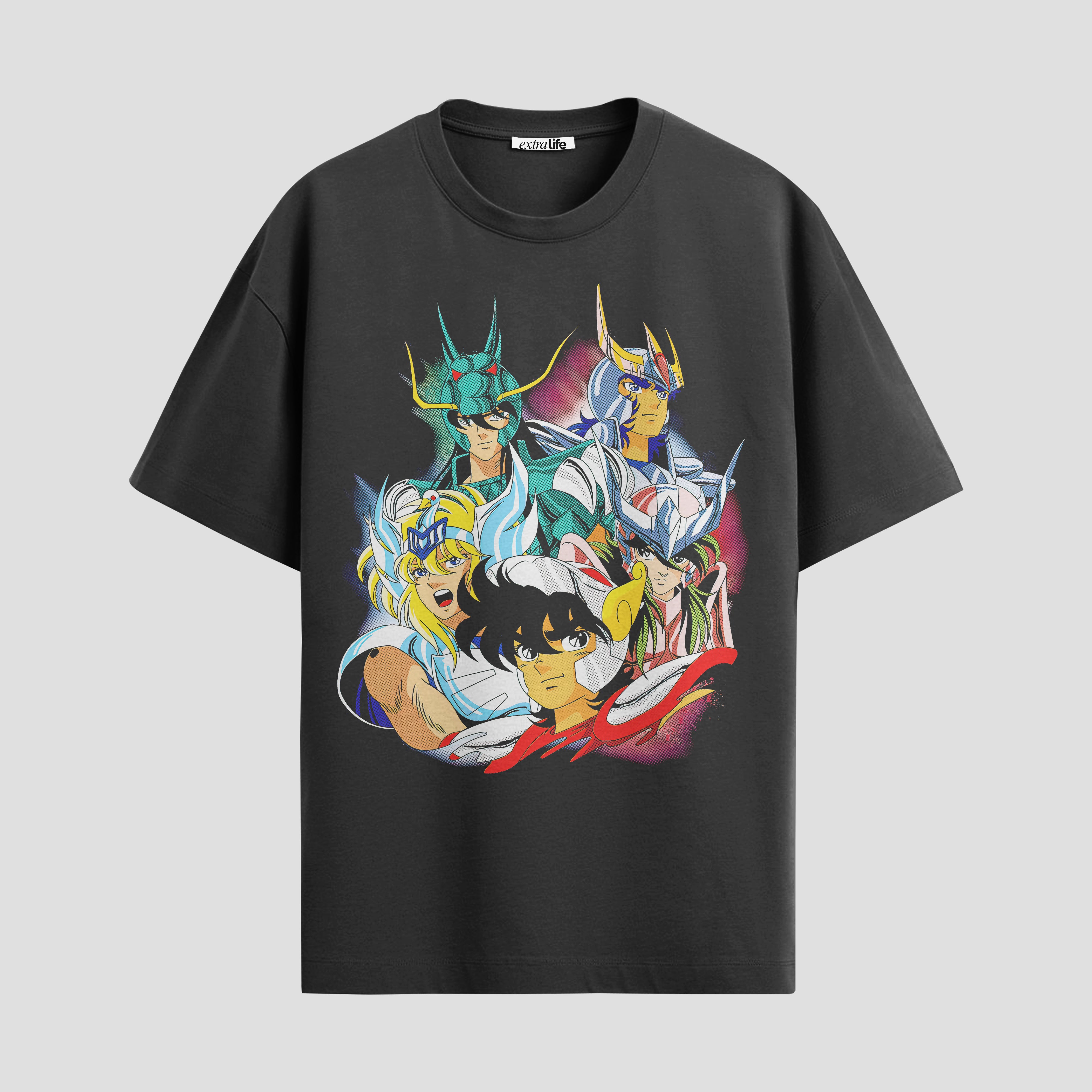 Playera urbana de anime y gaming ExtraLife MX, corte Standard Fit unisex ligero y transpirable en color Deep Black y Pure White, ropa de uso diario para gym y casual.