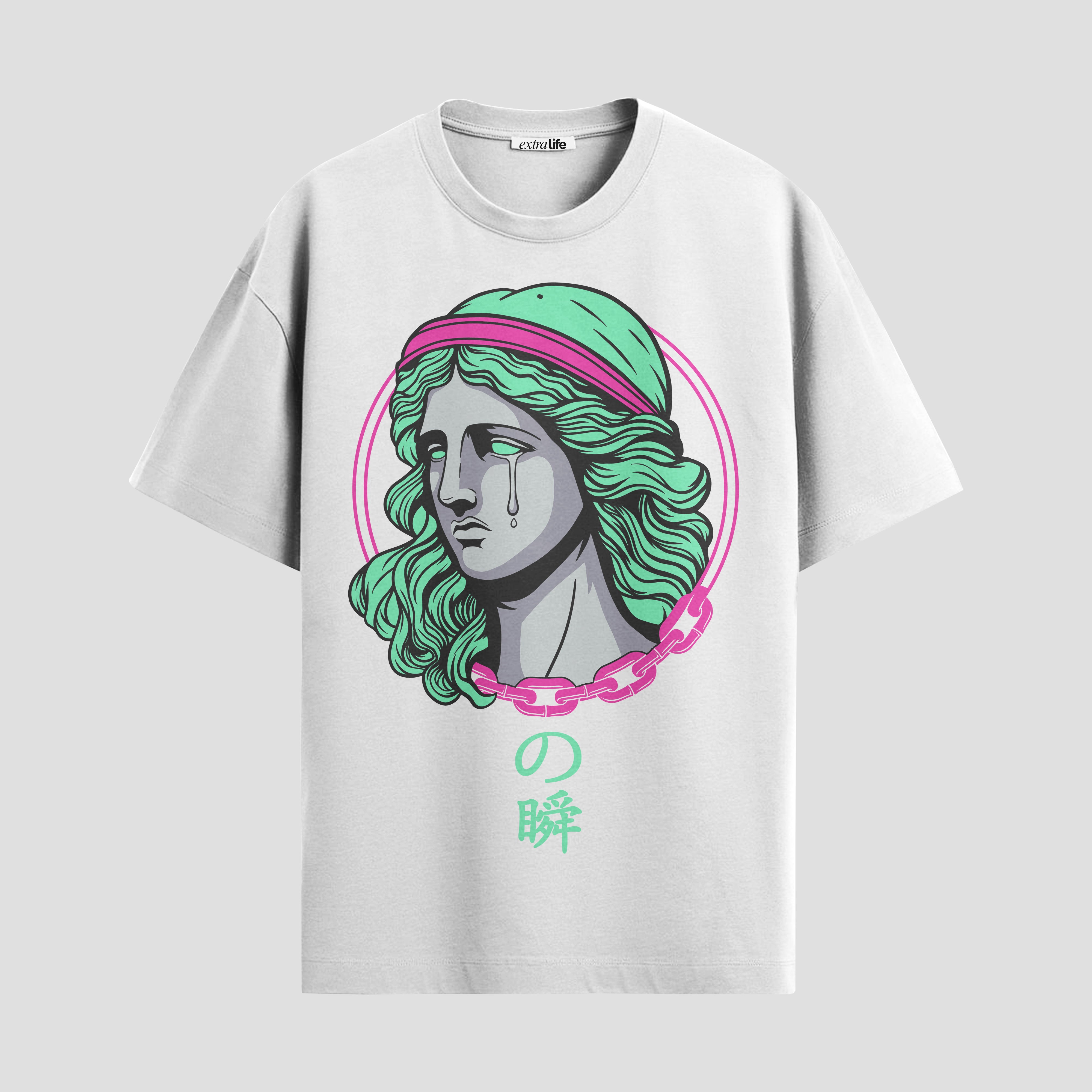 Playera urbana de anime y gaming ExtraLife MX, corte Standard Fit unisex ligero y transpirable en color Deep Black y Pure White, ropa de uso diario para gym y casual.