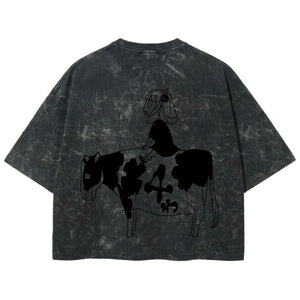 Playera streetwear premium de anime y gaming ExtraLife MX, corte boxy deluxe mineral wash heavyweight en color Acid Wash, moda urbana mexicana de culto.