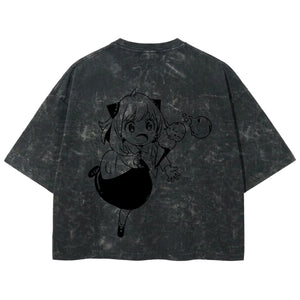 Playera streetwear premium de anime y gaming ExtraLife MX, corte boxy deluxe mineral wash heavyweight en color Acid Wash, moda urbana mexicana de culto.