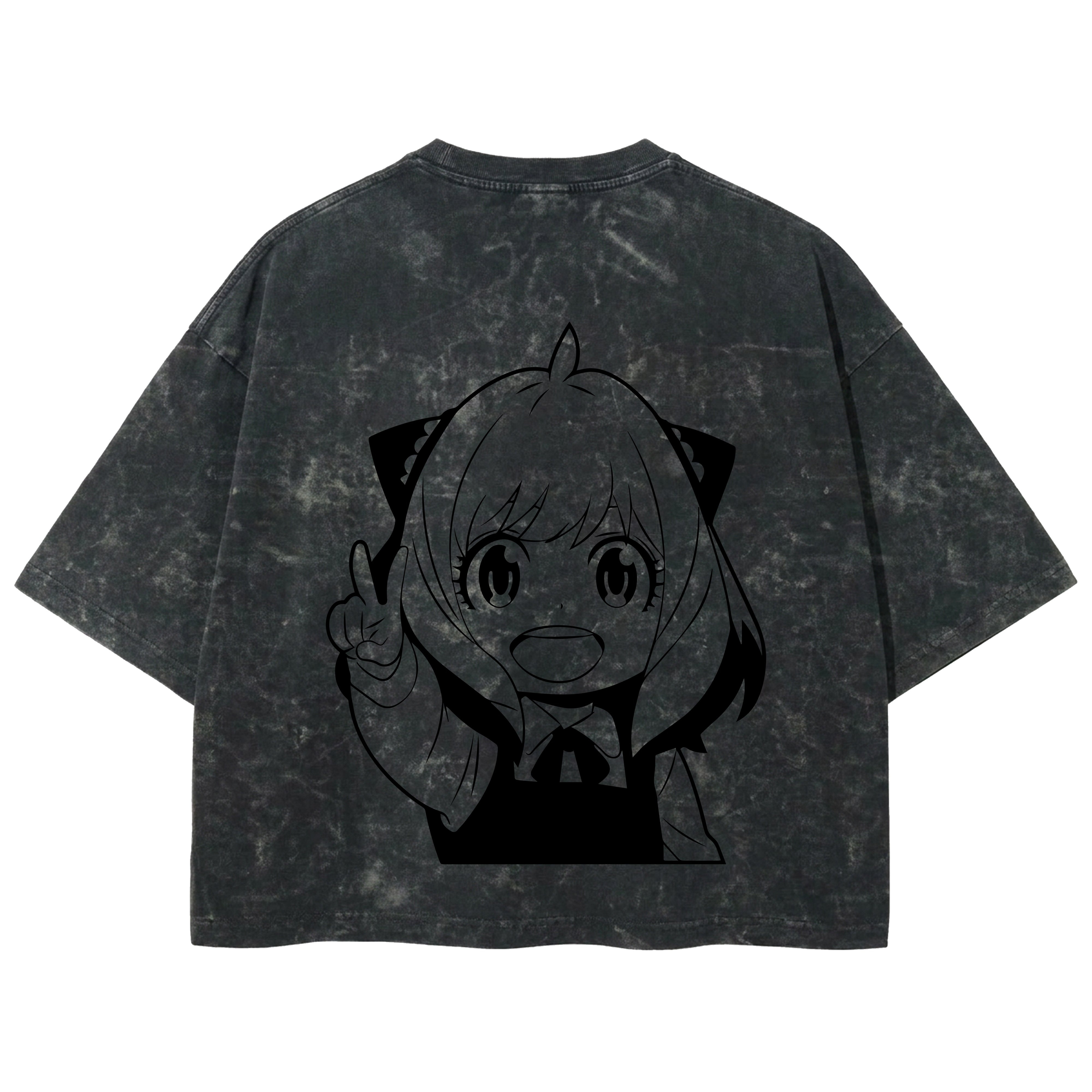 Playera streetwear premium de anime y gaming ExtraLife MX, corte boxy deluxe mineral wash heavyweight en color Acid Wash, moda urbana mexicana de culto.