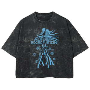 Playera streetwear premium de anime y gaming ExtraLife MX, corte boxy deluxe mineral wash heavyweight en color Acid Wash, moda urbana mexicana de culto.