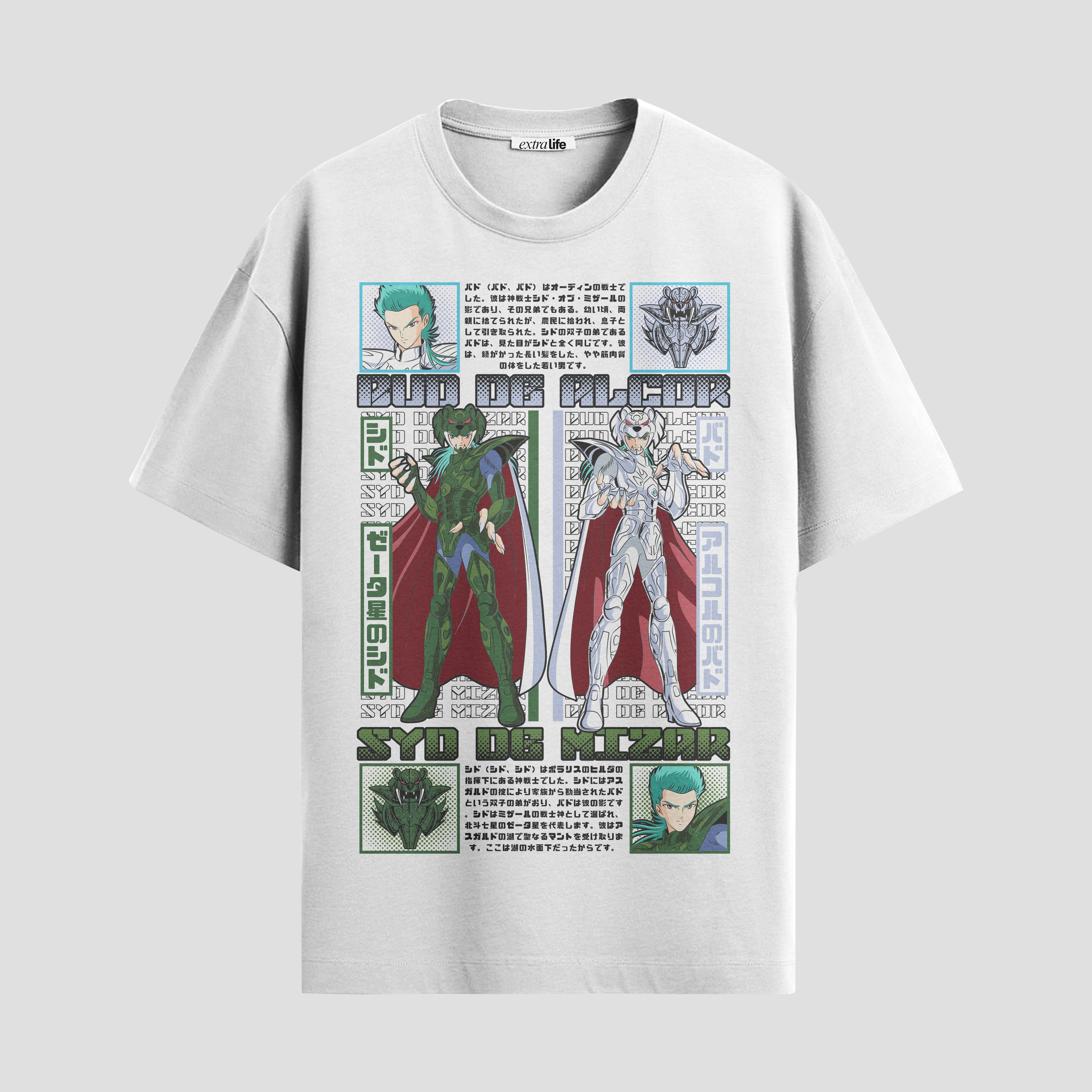 Playera urbana de anime y gaming ExtraLife MX, corte Standard Fit unisex ligero y transpirable en color Deep Black y Pure White, ropa de uso diario para gym y casual.