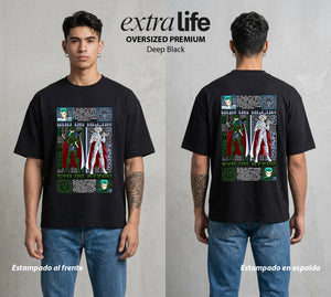 Los Caballeros del Cosmos | El Pegaso del Bien #03803 - Playera Oversized Premium | Deep Black - Foto en modelo