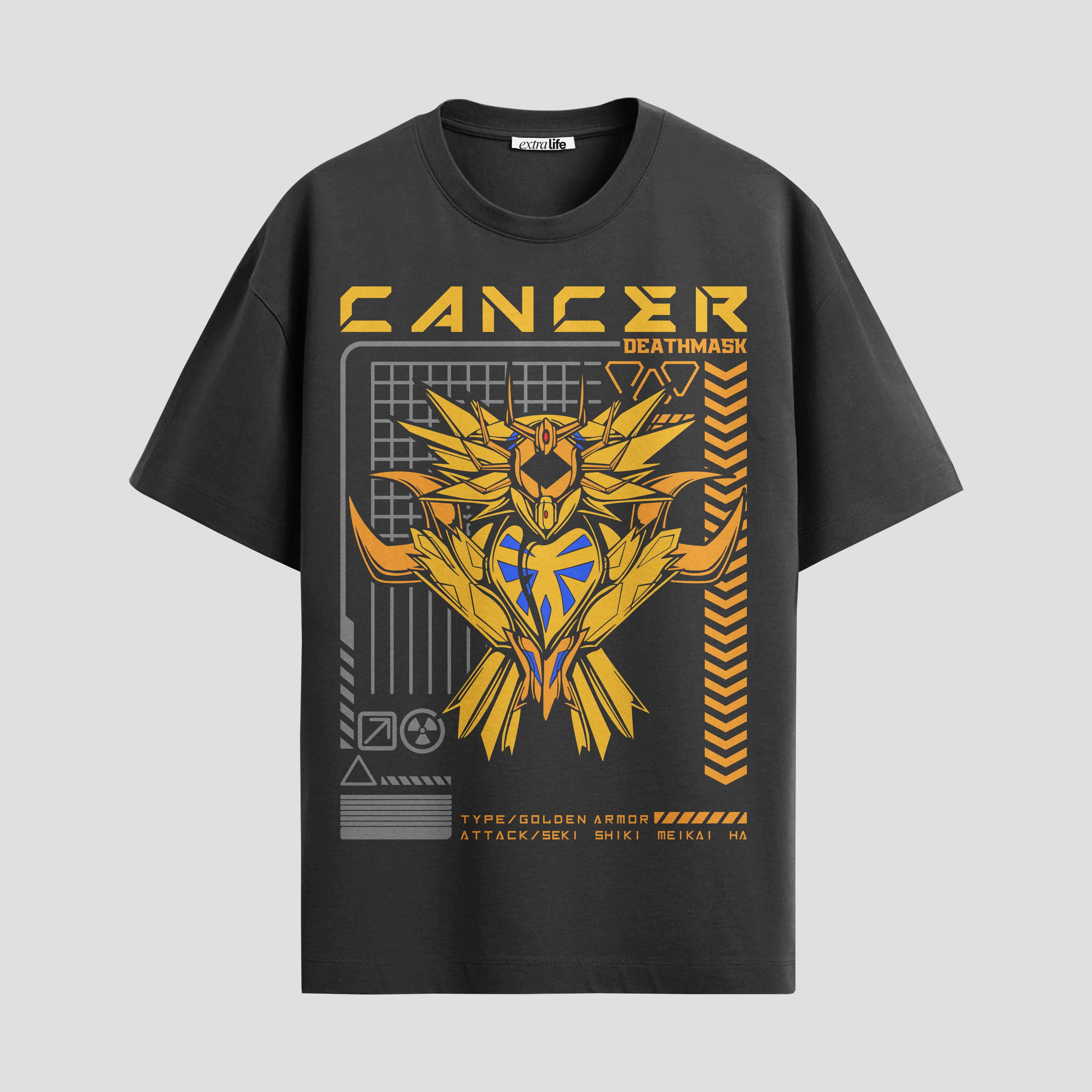 Playera urbana de anime y gaming ExtraLife MX, corte Standard Fit unisex ligero y transpirable en color Deep Black y Pure White, ropa de uso diario para gym y casual.