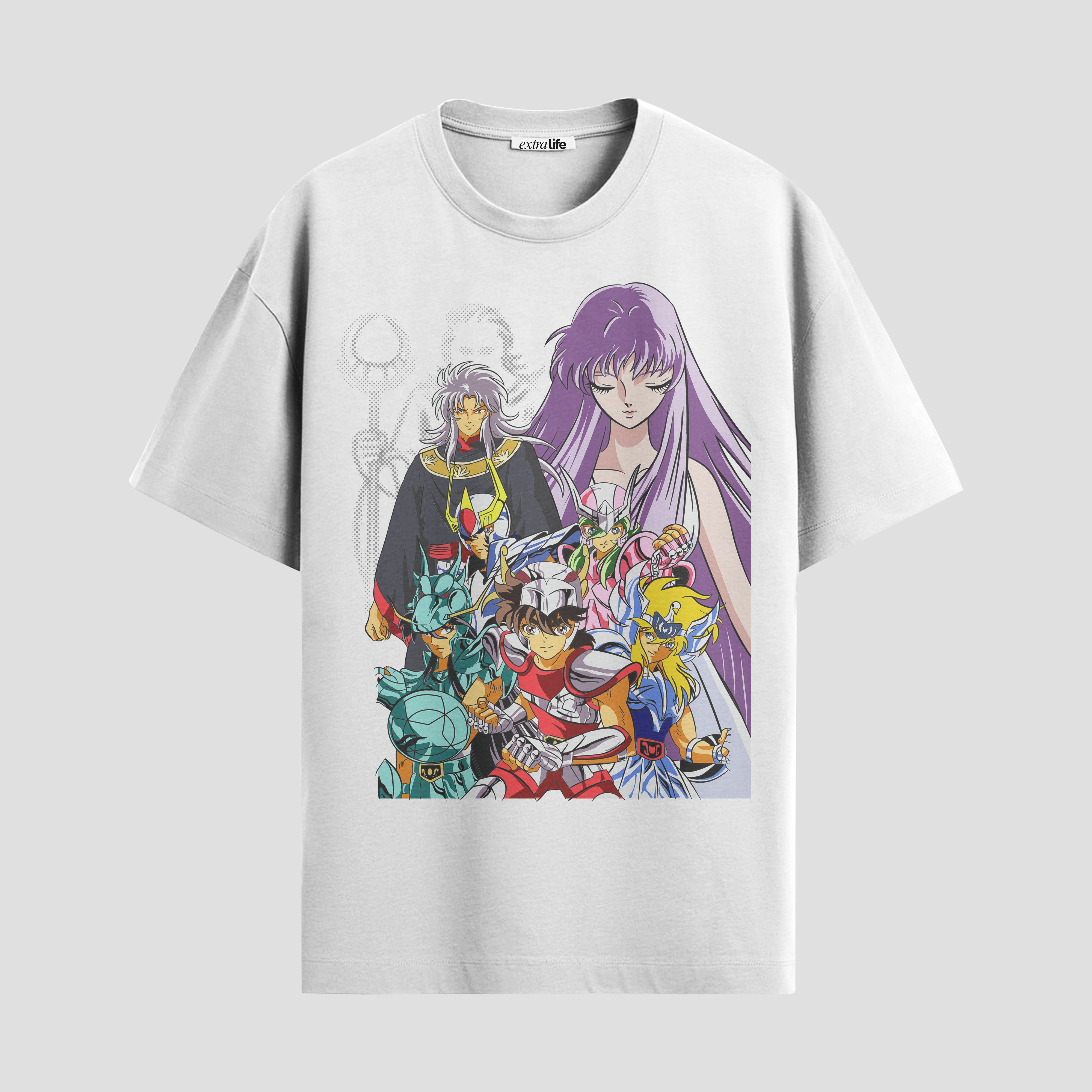 Playera urbana de anime y gaming ExtraLife MX, corte Standard Fit unisex ligero y transpirable en color Deep Black y Pure White, ropa de uso diario para gym y casual.