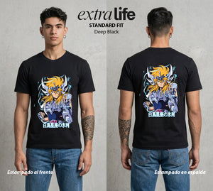 Los Caballeros del Cosmos | El Hielo del Norte #03811 - Playera Standard Fit | Deep Black - Foto en modelo