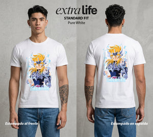 Los Caballeros del Cosmos | El Hielo del Norte #03811 - Playera Standard Fit | Pure White - Foto en modelo