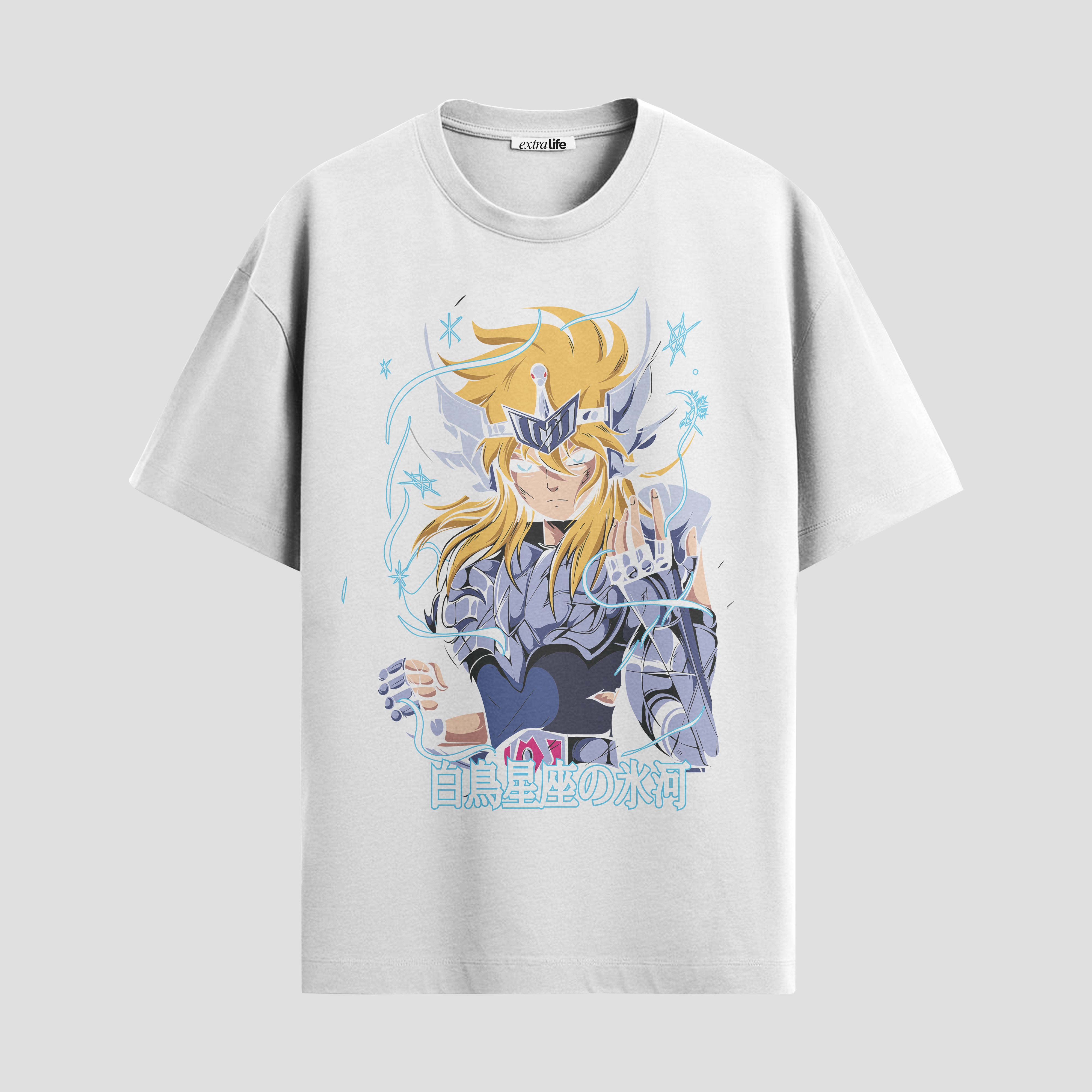 Playera urbana de anime y gaming ExtraLife MX, corte Standard Fit unisex ligero y transpirable en color Deep Black y Pure White, ropa de uso diario para gym y casual.