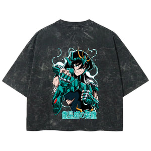 Playera streetwear premium de anime y gaming ExtraLife MX, corte boxy deluxe mineral wash heavyweight en color Acid Wash, moda urbana mexicana de culto.