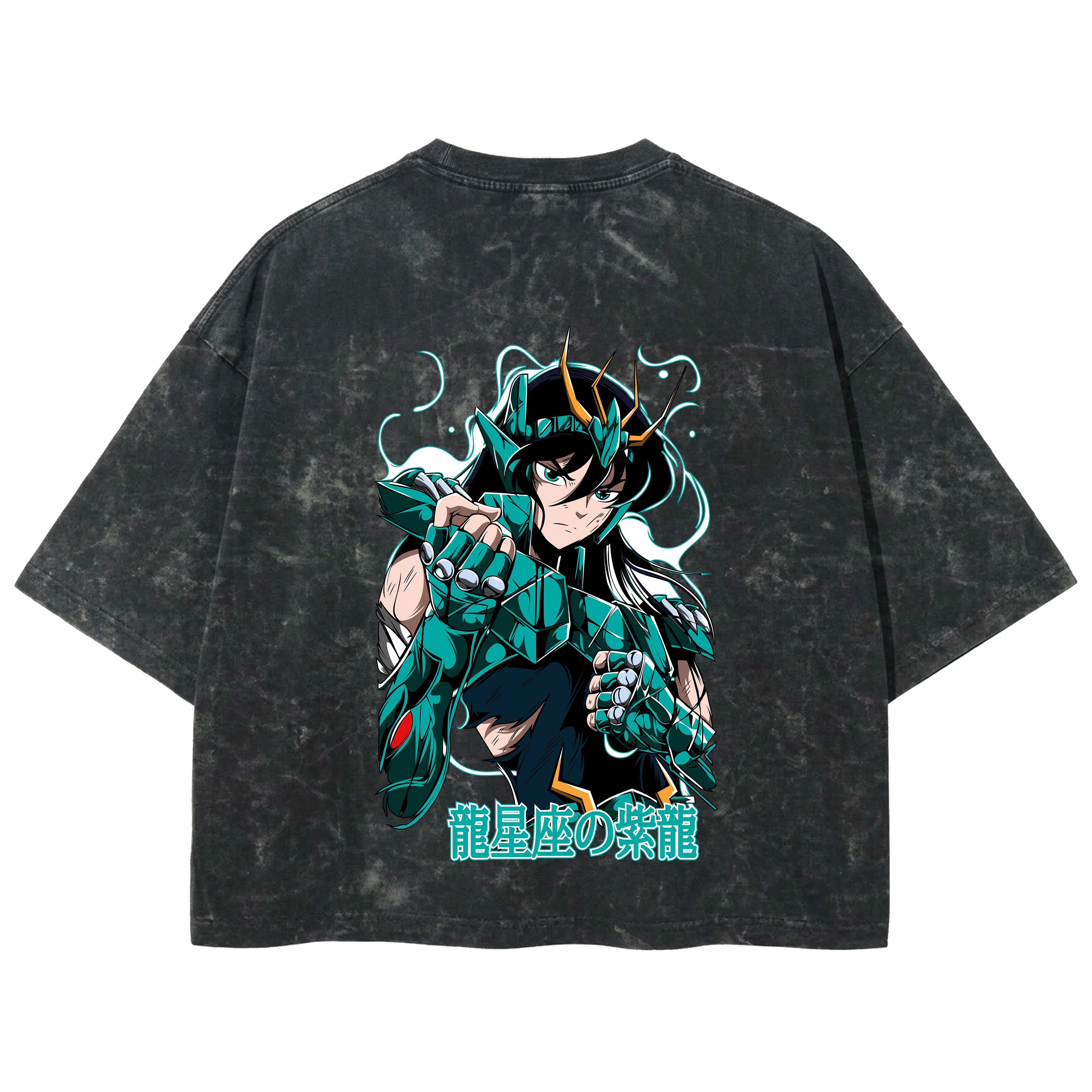 Playera streetwear premium de anime y gaming ExtraLife MX, corte boxy deluxe mineral wash heavyweight en color Acid Wash, moda urbana mexicana de culto.