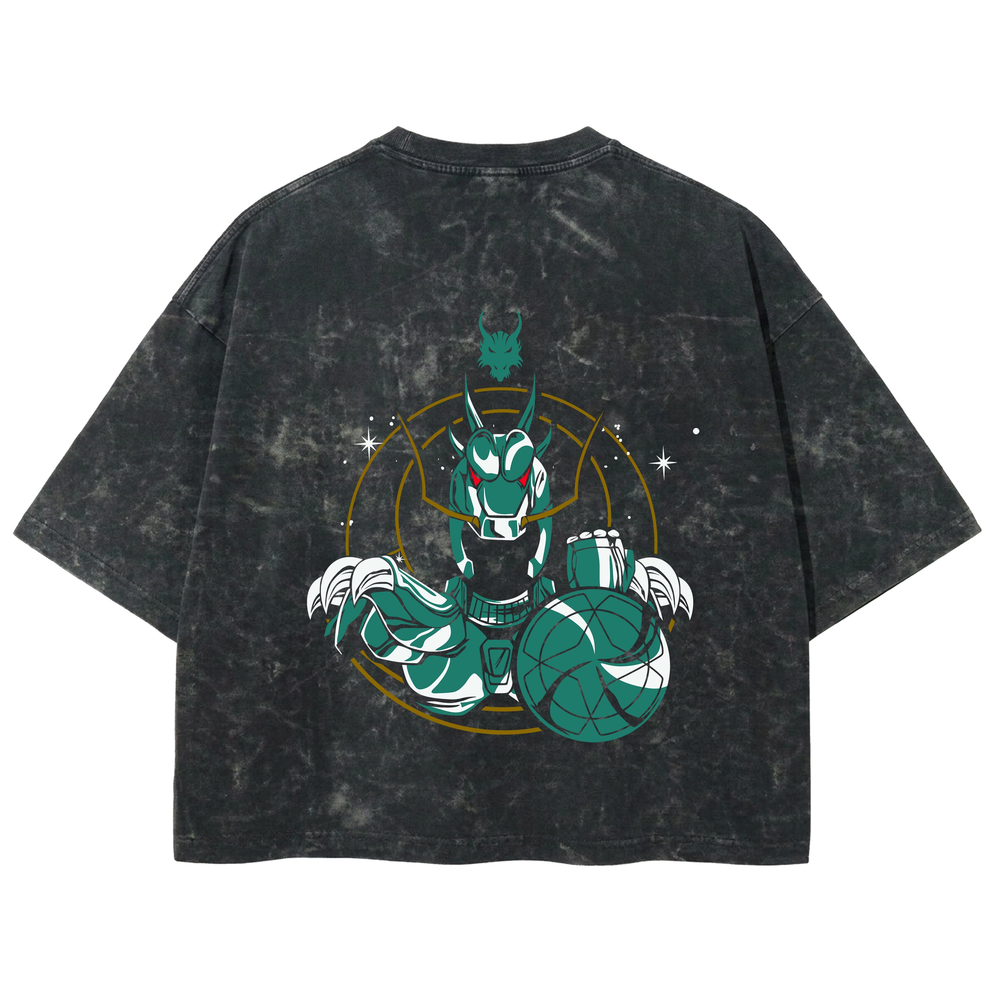 Playera streetwear premium de anime y gaming ExtraLife MX, corte boxy deluxe mineral wash heavyweight en color Acid Wash, moda urbana mexicana de culto.