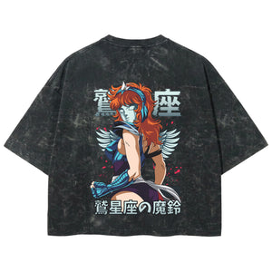 Playera streetwear premium de anime y gaming ExtraLife MX, corte boxy deluxe mineral wash heavyweight en color Acid Wash, moda urbana mexicana de culto.