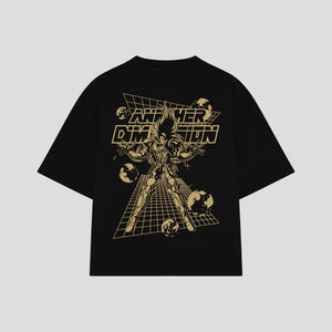 Playera streetwear premium de anime y gaming ExtraLife MX, corte oversized drop shoulder ligero y fresco en color Deep Black y Off-White, moda urbana mexicana de culto.