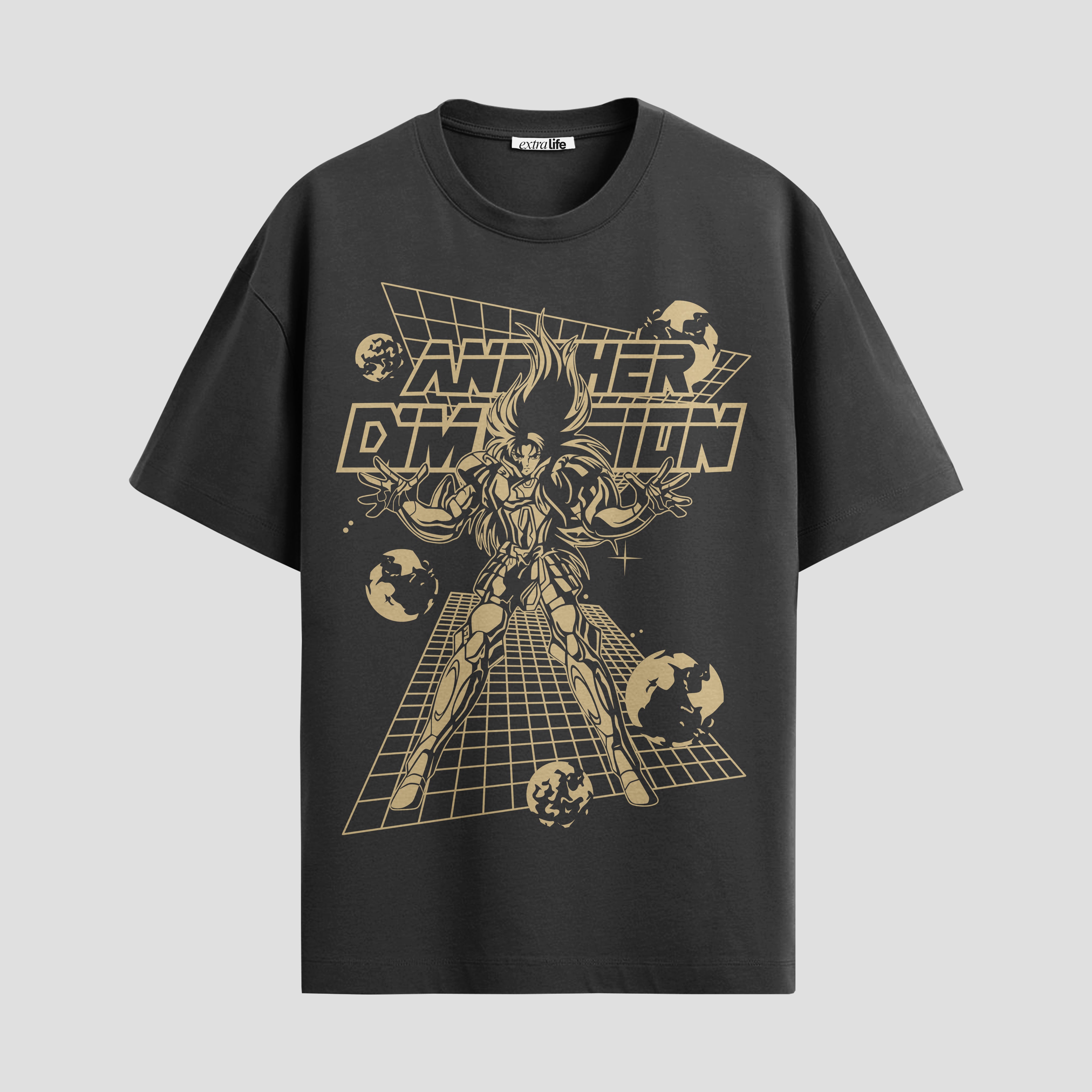 Playera urbana de anime y gaming ExtraLife MX, corte Standard Fit unisex ligero y transpirable en color Deep Black y Pure White, ropa de uso diario para gym y casual.