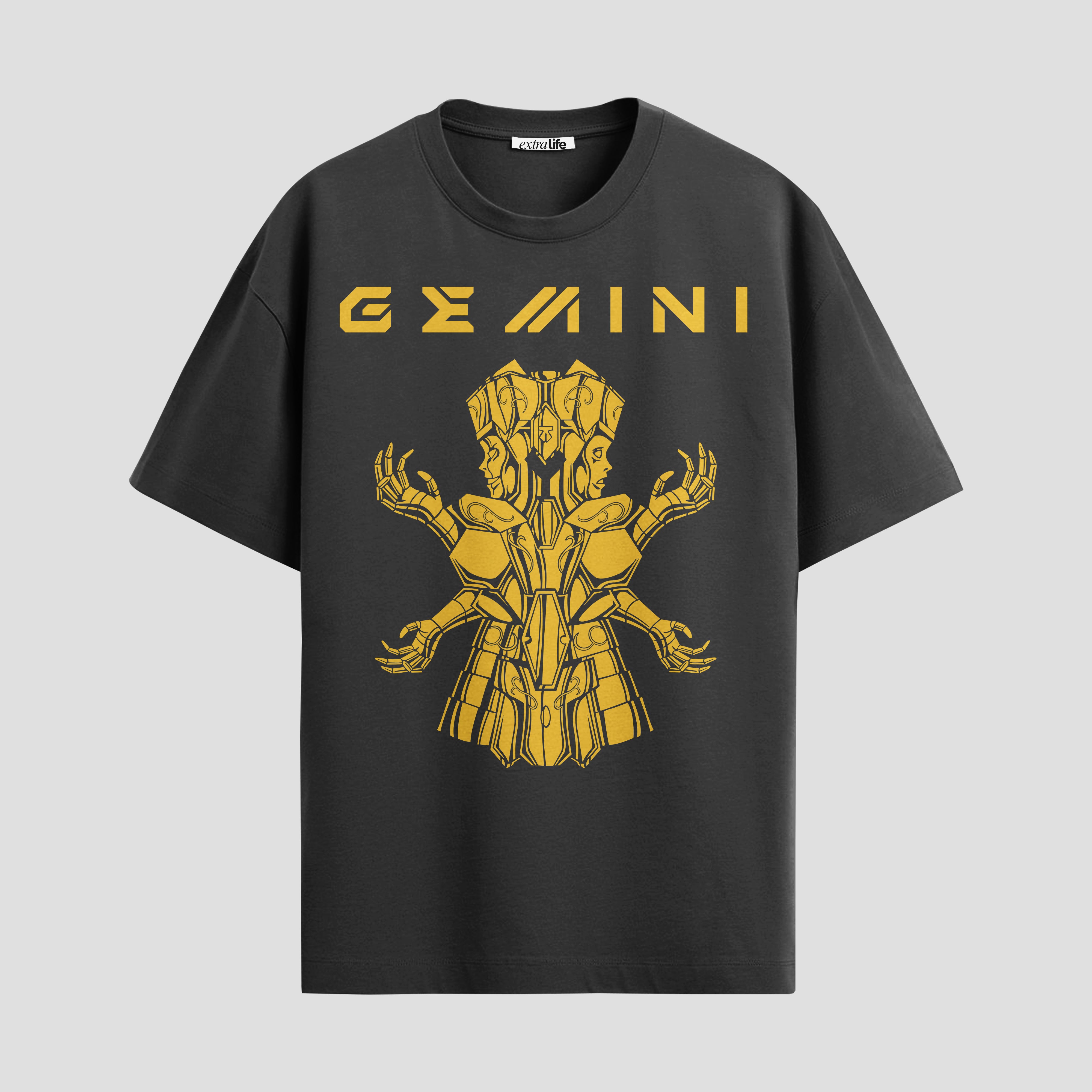 Playera urbana de anime y gaming ExtraLife MX, corte Standard Fit unisex ligero y transpirable en color Deep Black y Pure White, ropa de uso diario para gym y casual.