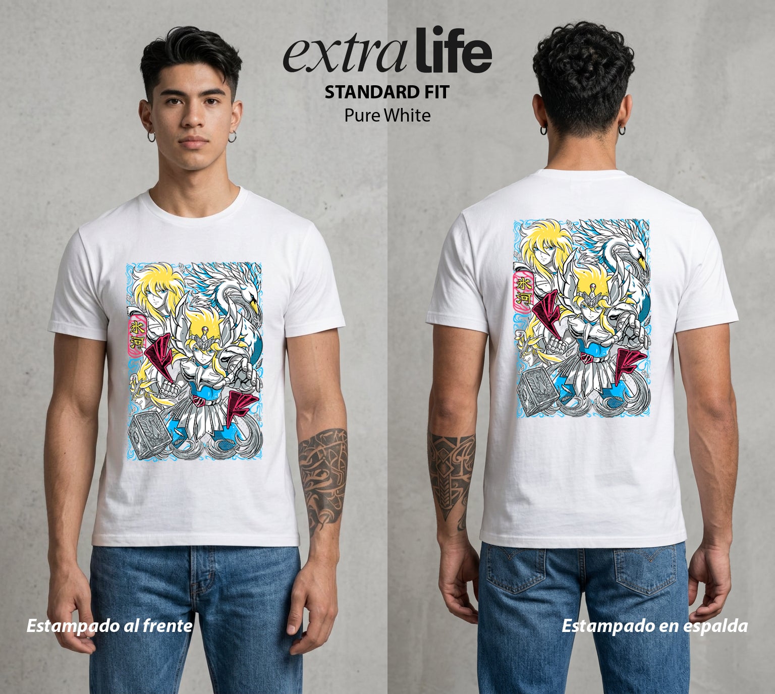 Los Caballeros del Cosmos | El Hielo del Norte #03823 - Playera Standard Fit | Pure White - Foto en modelo