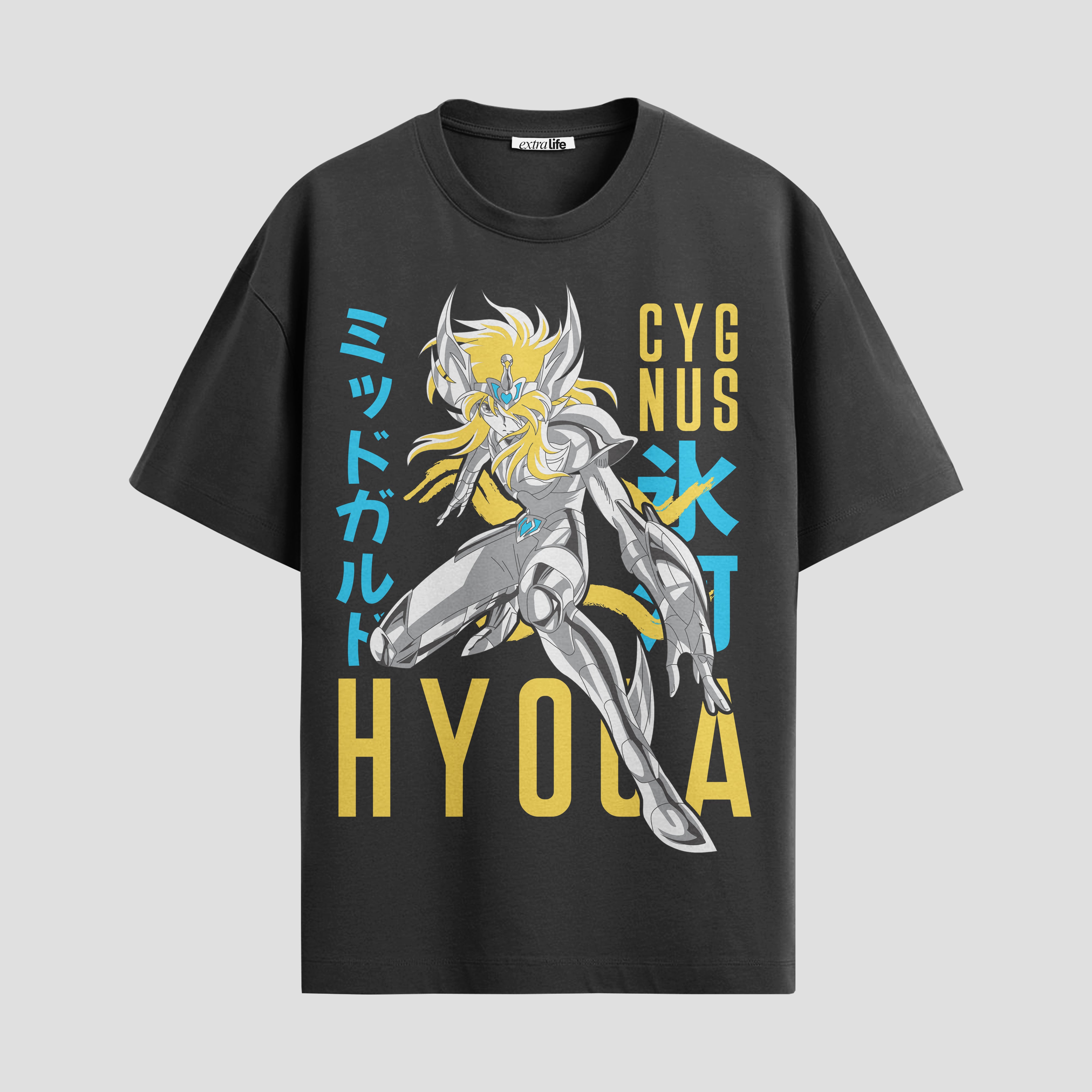 Playera urbana de anime y gaming ExtraLife MX, corte Standard Fit unisex ligero y transpirable en color Deep Black y Pure White, ropa de uso diario para gym y casual.