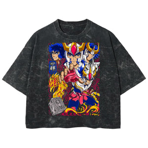 Playera streetwear premium de anime y gaming ExtraLife MX, corte boxy deluxe mineral wash heavyweight en color Acid Wash, moda urbana mexicana de culto.