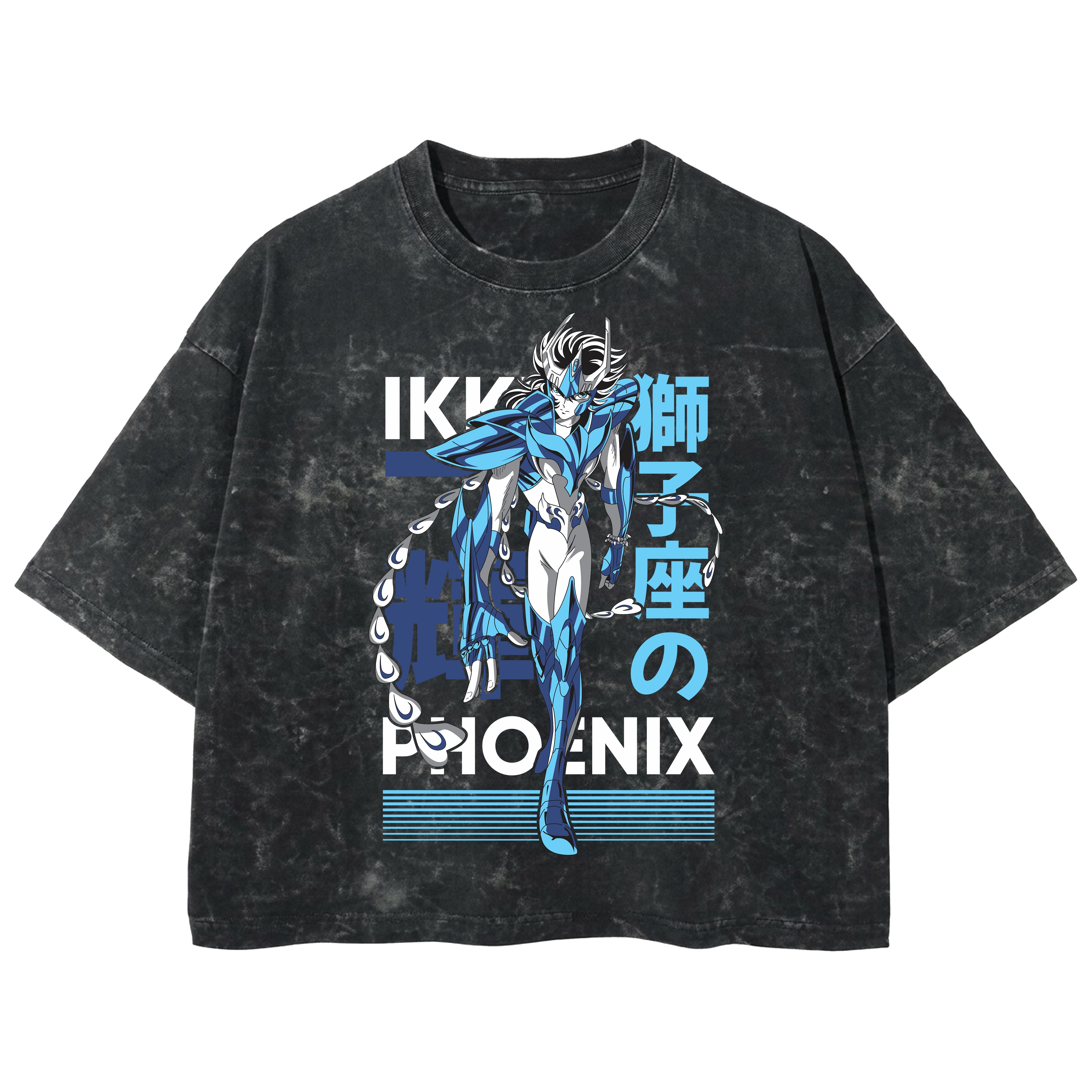 Playera streetwear premium de anime y gaming ExtraLife MX, corte boxy deluxe mineral wash heavyweight en color Acid Wash, moda urbana mexicana de culto.