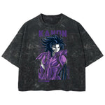 Playera streetwear premium de anime y gaming ExtraLife MX, corte boxy deluxe mineral wash heavyweight en color Acid Wash, moda urbana mexicana de culto.