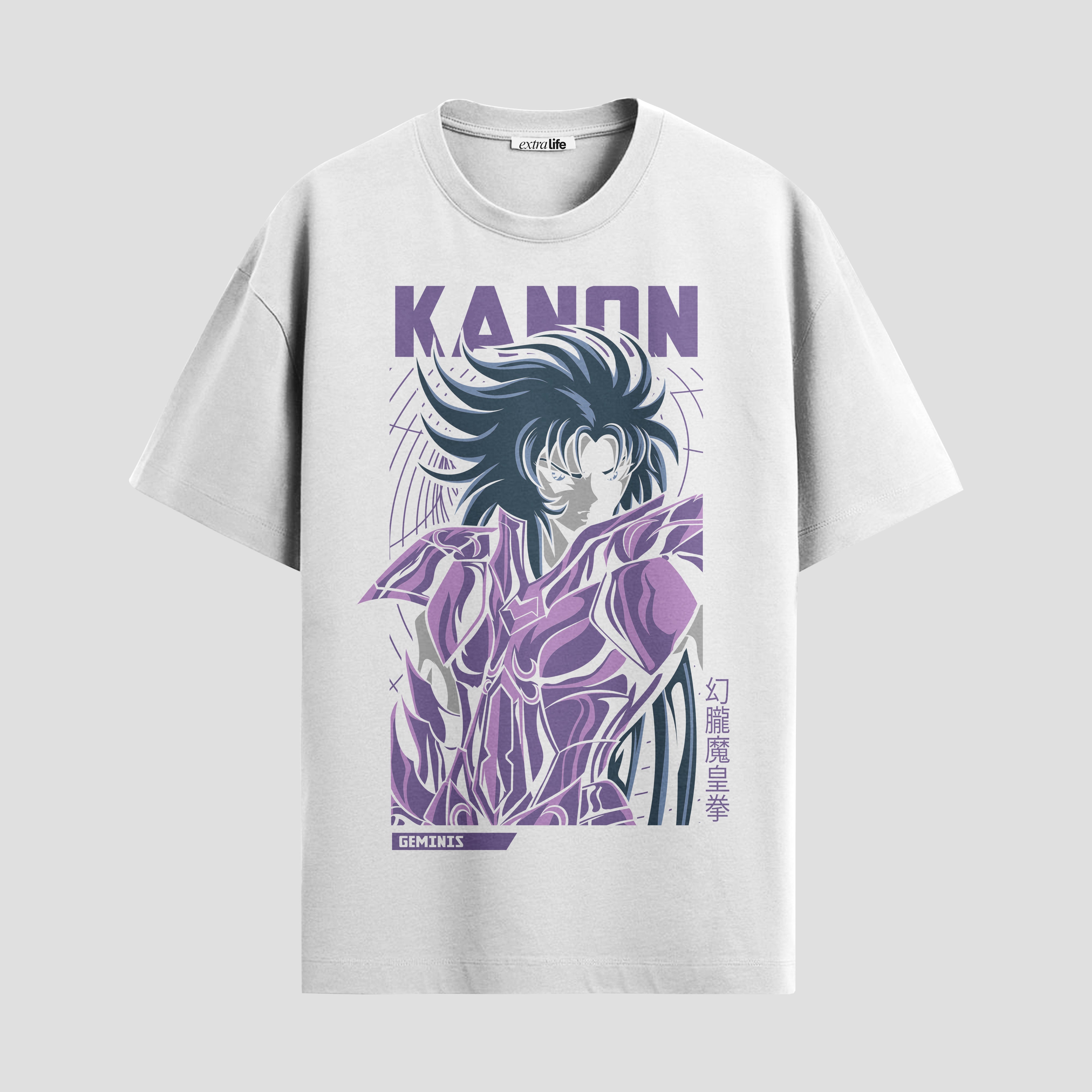 Playera urbana de anime y gaming ExtraLife MX, corte Standard Fit unisex ligero y transpirable en color Deep Black y Pure White, ropa de uso diario para gym y casual.