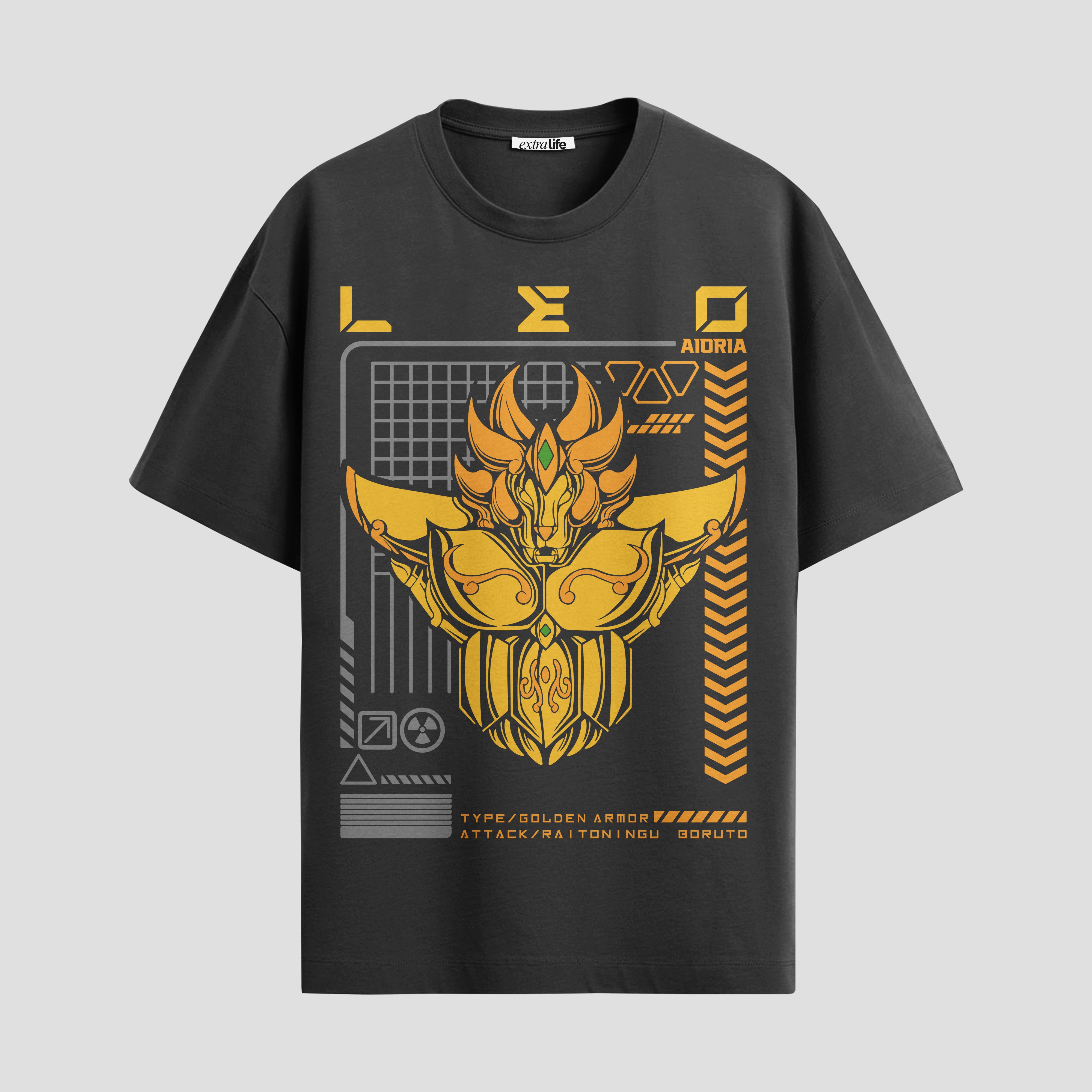 Playera urbana de anime y gaming ExtraLife MX, corte Standard Fit unisex ligero y transpirable en color Deep Black y Pure White, ropa de uso diario para gym y casual.