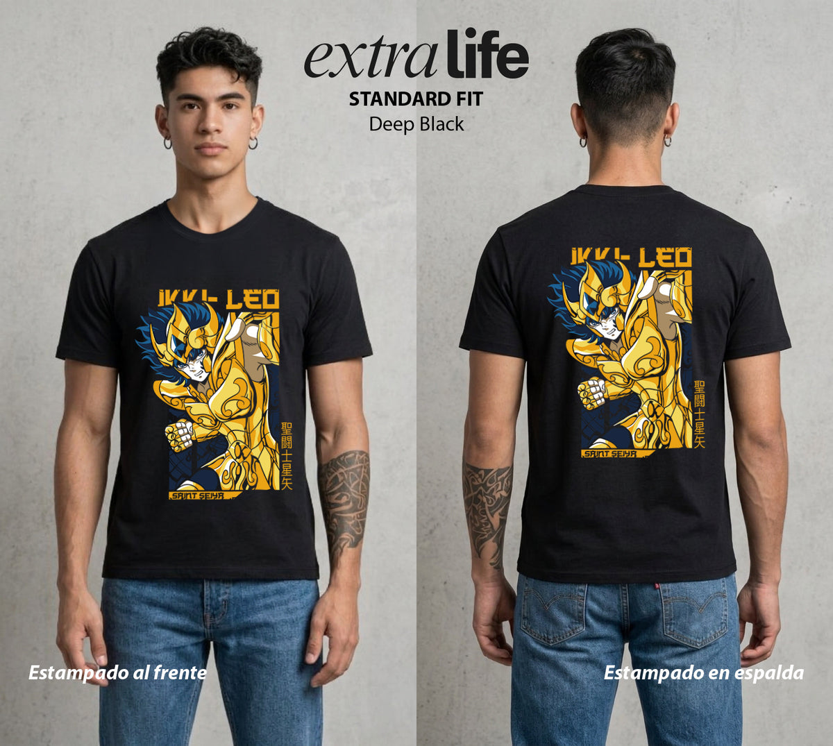 Los Caballeros del Cosmos | El Fenix del Renacimiento #03832 - Playera Classic Premium | Deep Black - Foto en modelo
