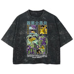 Playera streetwear premium de anime y gaming ExtraLife MX, corte boxy deluxe mineral wash heavyweight en color Acid Wash, moda urbana mexicana de culto.