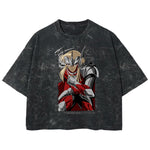 Playera streetwear premium de anime y gaming ExtraLife MX, corte boxy deluxe mineral wash heavyweight en color Acid Wash, moda urbana mexicana de culto.