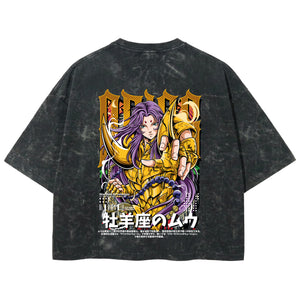 Playera streetwear premium de anime y gaming ExtraLife MX, corte boxy deluxe mineral wash heavyweight en color Acid Wash, moda urbana mexicana de culto.
