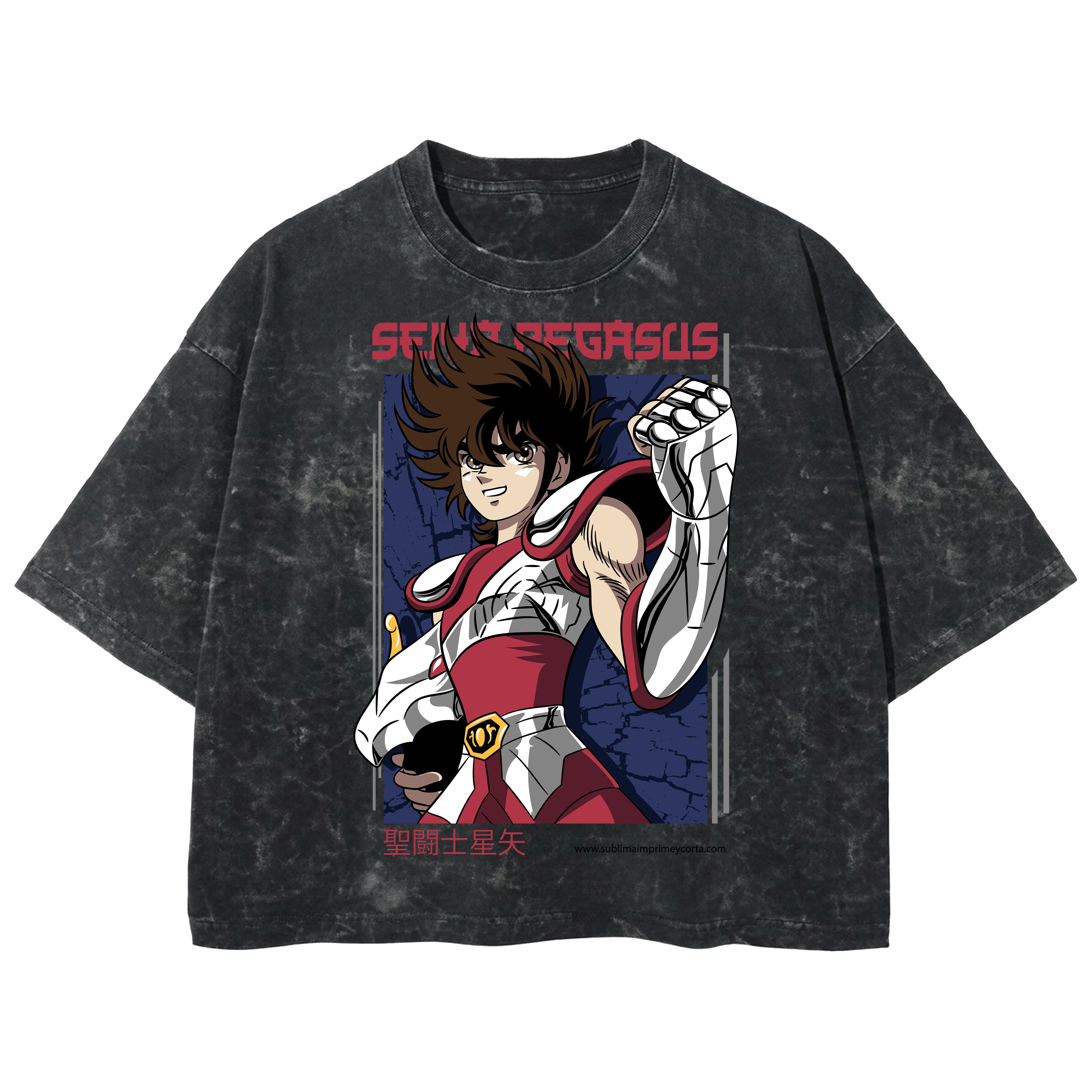 Playera streetwear premium de anime y gaming ExtraLife MX, corte boxy deluxe mineral wash heavyweight en color Acid Wash, moda urbana mexicana de culto.
