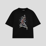 Playera streetwear premium de anime y gaming ExtraLife MX, corte oversized drop shoulder ligero y fresco en color Deep Black y Off-White, moda urbana mexicana de culto.