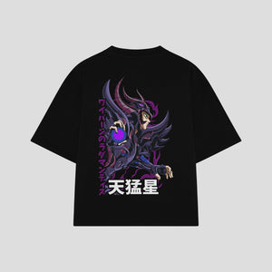 Playera streetwear premium de anime y gaming ExtraLife MX, corte oversized drop shoulder ligero y fresco en color Deep Black y Off-White, moda urbana mexicana de culto.
