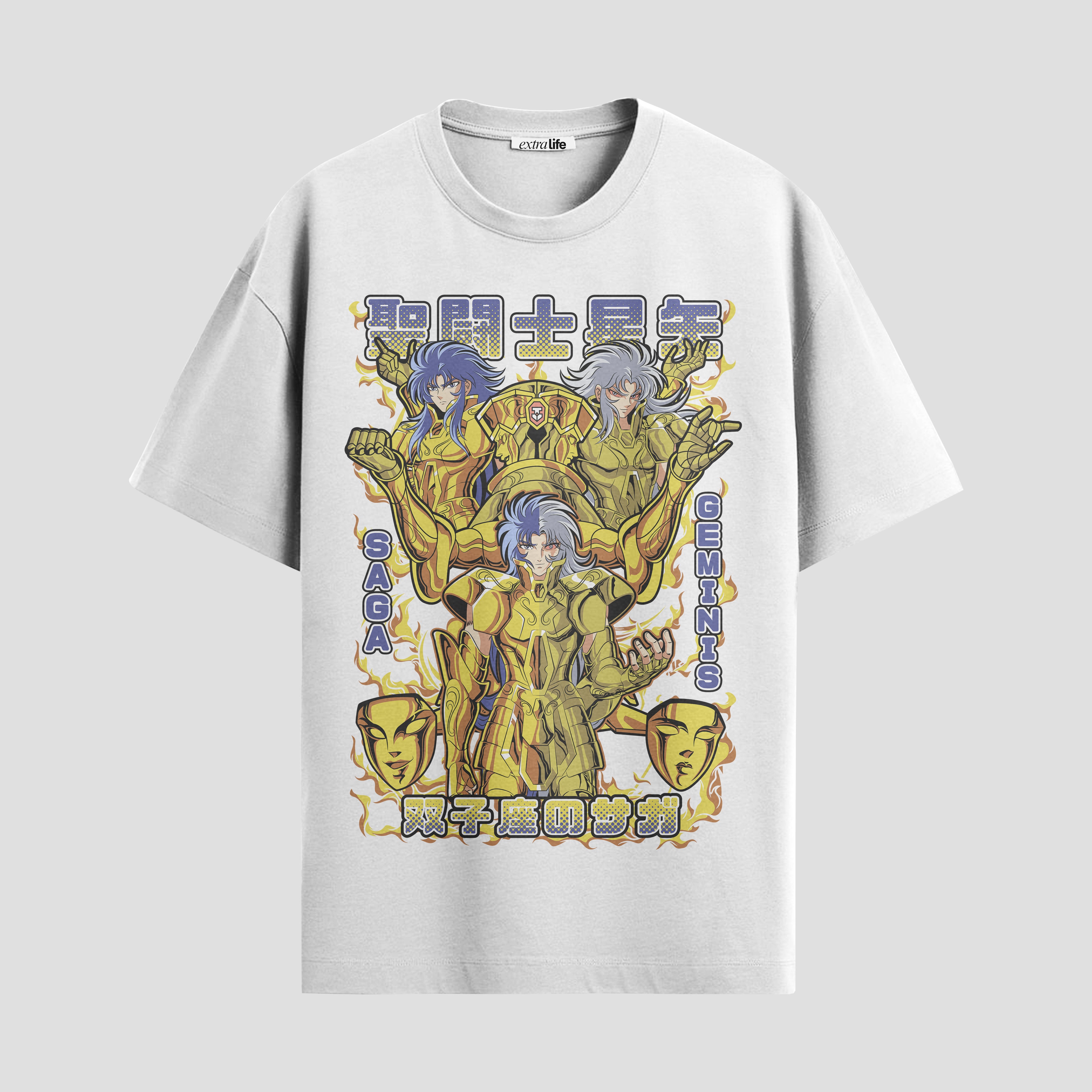 Playera urbana de anime y gaming ExtraLife MX, corte Standard Fit unisex ligero y transpirable en color Deep Black y Pure White, ropa de uso diario para gym y casual.