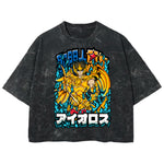 Playera streetwear premium de anime y gaming ExtraLife MX, corte boxy deluxe mineral wash heavyweight en color Acid Wash, moda urbana mexicana de culto.
