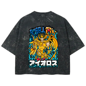 Playera streetwear premium de anime y gaming ExtraLife MX, corte boxy deluxe mineral wash heavyweight en color Acid Wash, moda urbana mexicana de culto.