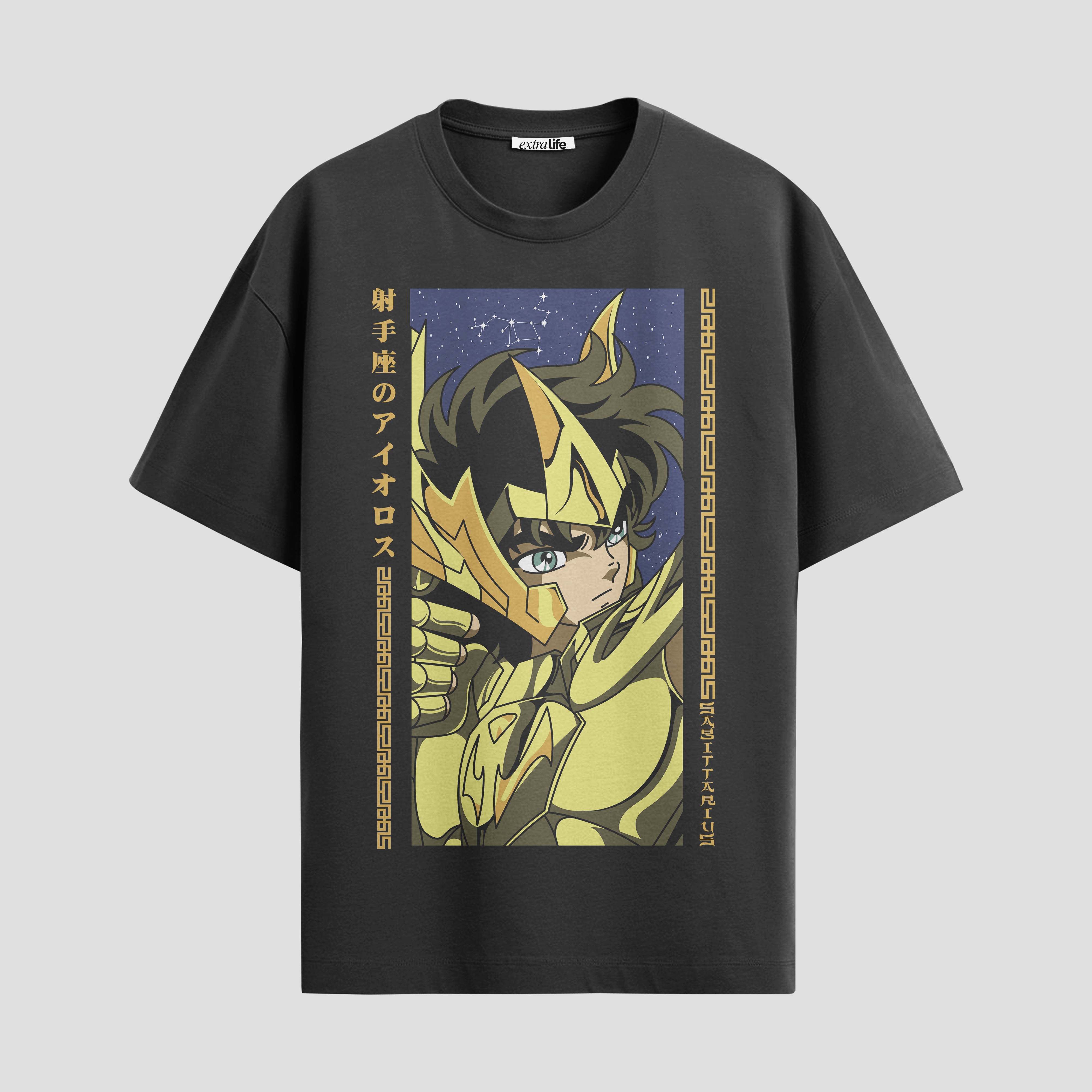 Playera urbana de anime y gaming ExtraLife MX, corte Standard Fit unisex ligero y transpirable en color Deep Black y Pure White, ropa de uso diario para gym y casual.