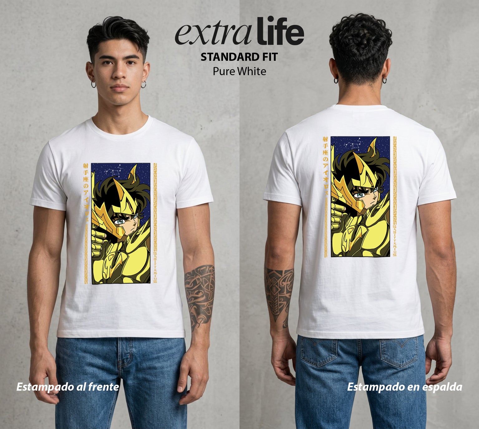 Los Caballeros del Cosmos | El Pegaso del Bien #03851 - Playera Standard Fit | Pure White - Foto en modelo