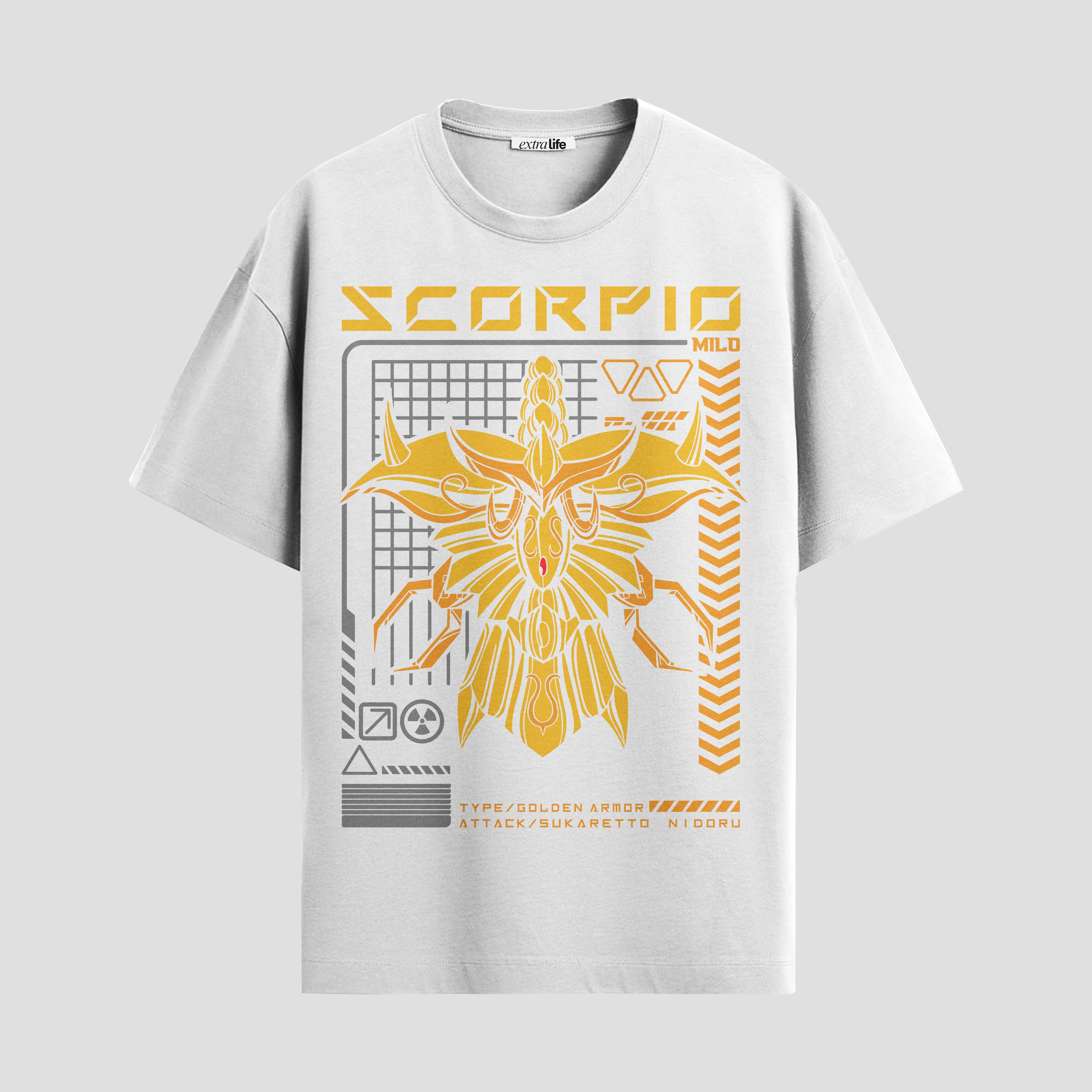 Playera urbana de anime y gaming ExtraLife MX, corte Standard Fit unisex ligero y transpirable en color Deep Black y Pure White, ropa de uso diario para gym y casual.