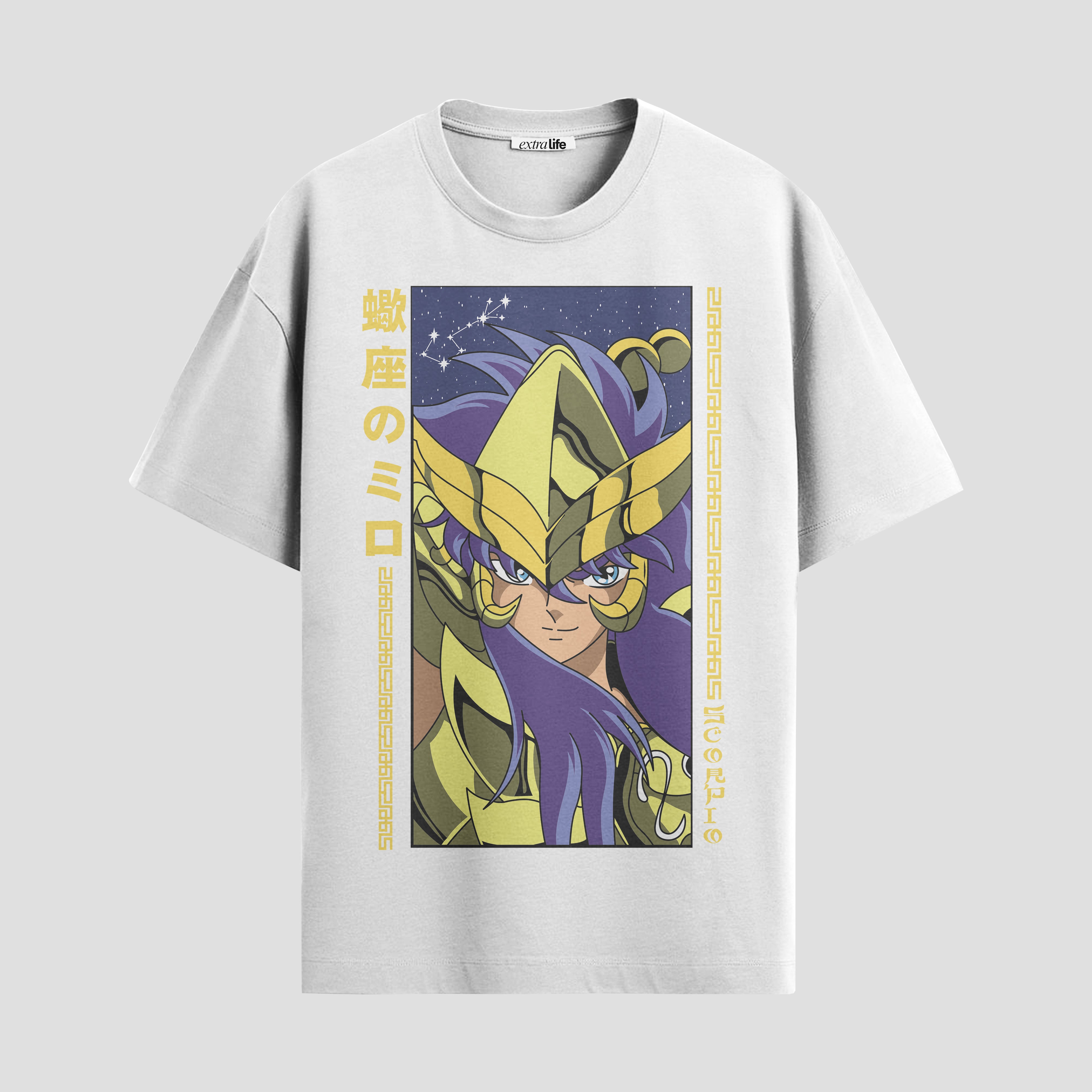 Playera urbana de anime y gaming ExtraLife MX, corte Standard Fit unisex ligero y transpirable en color Deep Black y Pure White, ropa de uso diario para gym y casual.